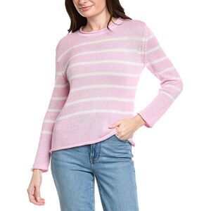Hannah Rose Womens Striped Cashmere-Blend Sweater, Pink